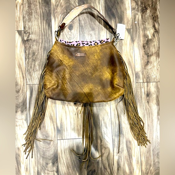 NWT Keep It Gypsy Pink Leopard & Hide Leather Trudy Bag Set - Picture 8 of 16